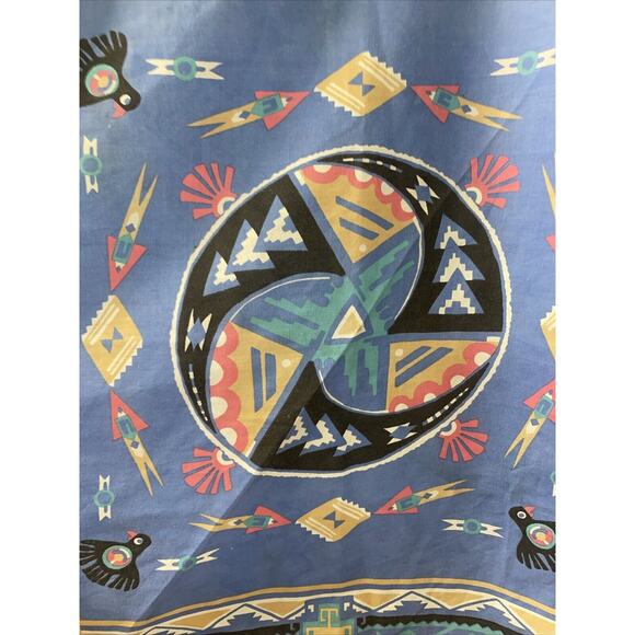 Vintage Wamcraft Teal Southwest Native American 32” Square Bandana Made In USA - Picture 2 of 9